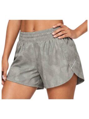 Athleta Hustle Run Shorts Grey Camo Built-In Liner XS